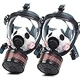 HANUU Gas Mask, Gas Masks Survival Nuclear and Chemical with 40mm Activated Carbon Filter, Tactical Full Face Respirator Mask for Gases Dust Vapors Chemicals Spray Paint Sanding Welding (2 Pack)