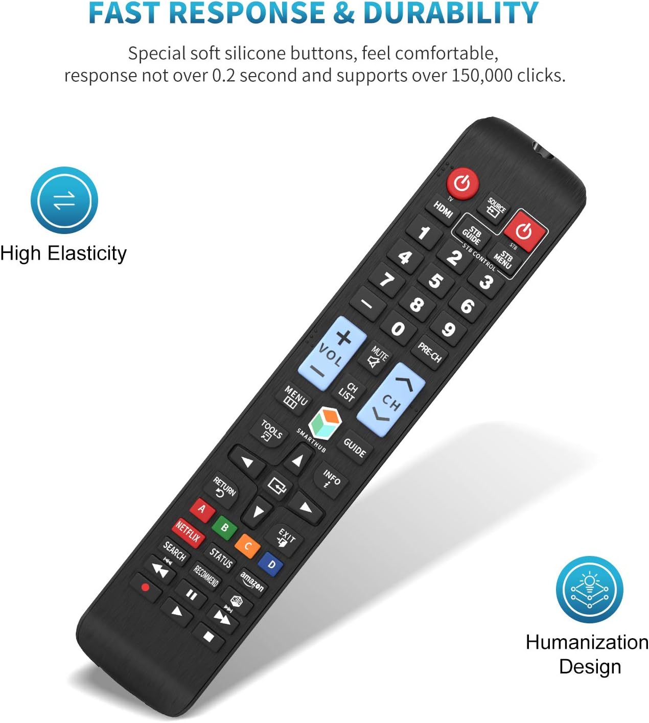 Universal Remote Control for All Samsung TV Remote LCD LED QLED SUHD UHD HDTV Curved Plasma 4K 3D Smart TVs, with Buttons for Netflix, Smart Hub: Electronics