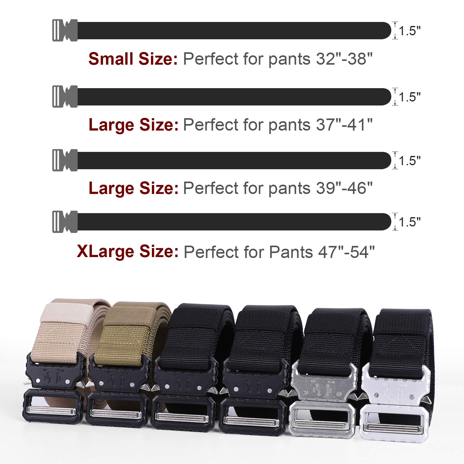 Whippy 2019 Tactical Military Webbing Nylon Belt,Webbing Gun Belt in Quick-Release Metal Buckle