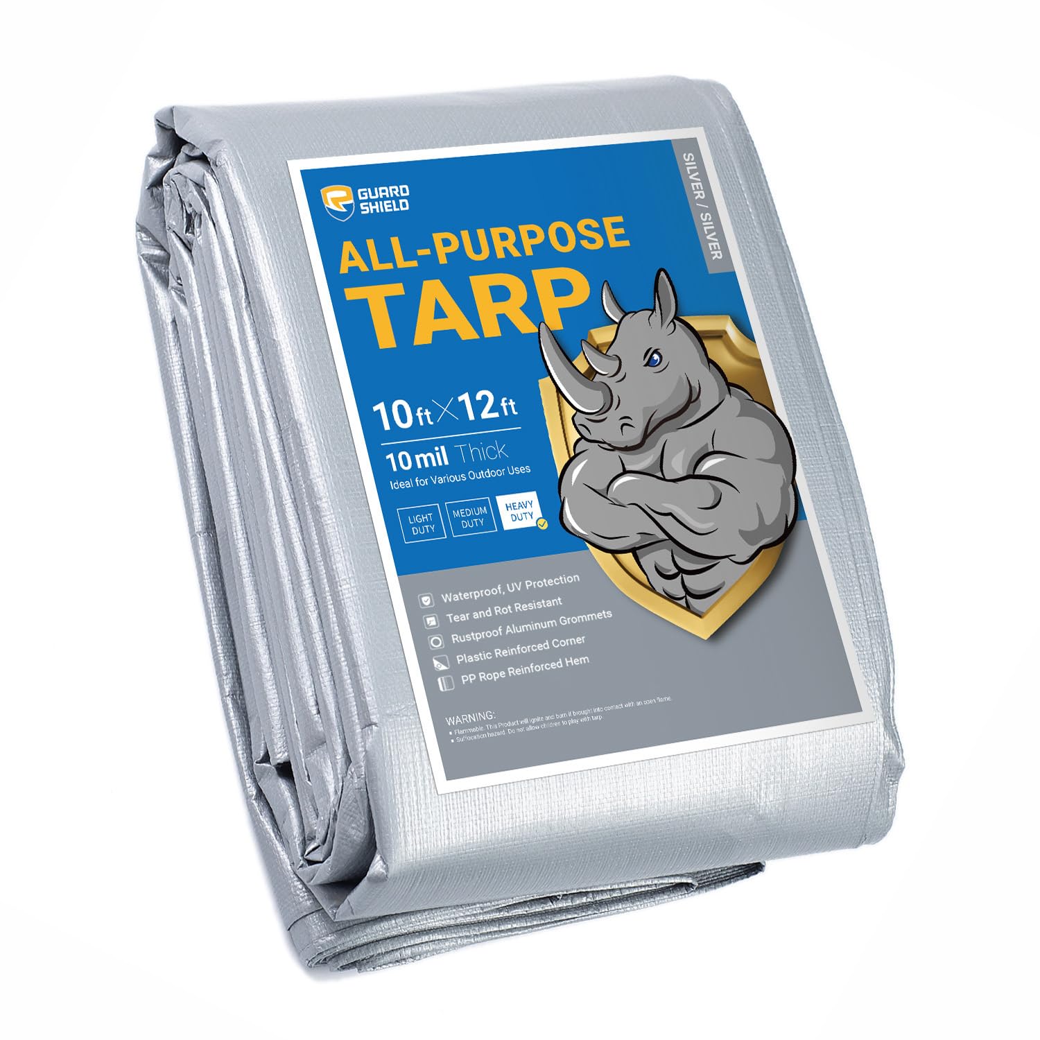 Photo 1 of GUARD SHIELD Heavy Duty Tarp 10x12 Feet Silver Multi Purpose Thick Waterproof Poly Tarp Cover 10mil