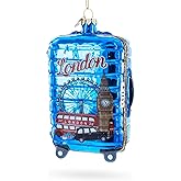 London Landmarks Suitcase Blown Glass Christmas Ornament