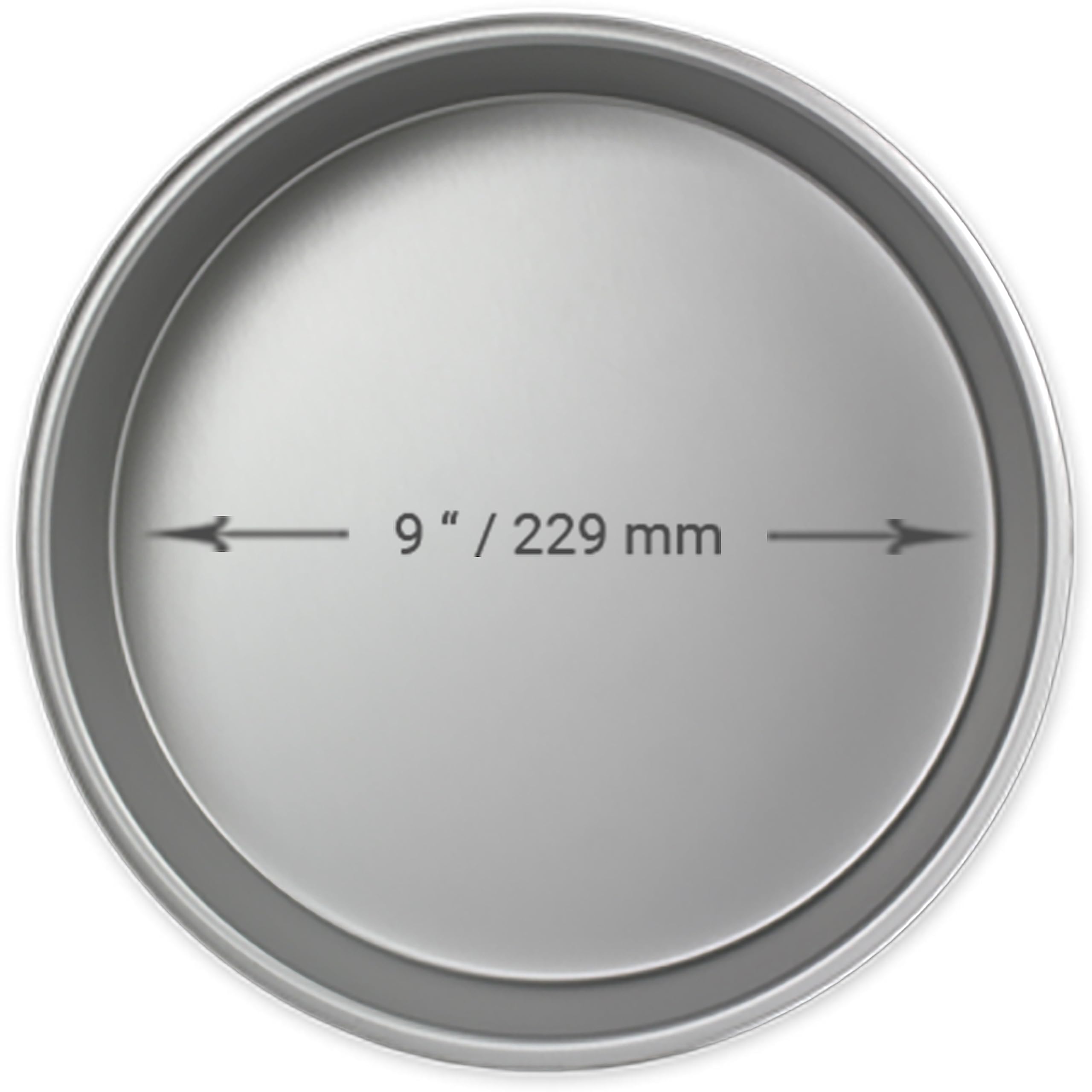PME Professional Anodized Aluminum Round Cake Pan 9 x 2 Inches, Silver