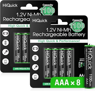 HiQuick AAA Rechargeable Batteries 1100mAh 8 Pack 1.2V Retailer Pack