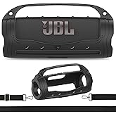 XEGIMOR Silicone Cover Case for JBL Flip 7 Portable Bluetooth Speaker Accessories, Flip 7 Speaker Protective Case with Silicone Handle and Shoulder Strap (Black)