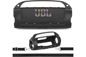 XEGIMOR Silicone Cover Case for JBL Flip 7 Portable Bluetooth Speaker Accessories, Flip 7 Speaker Protective Case with Silicone Handle and Shoulder Strap (Black)