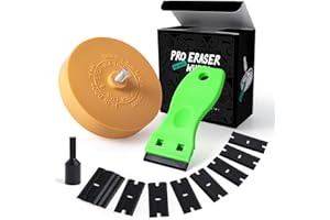 FOSHIO Eraser Wheel for Drill, Decal Remover Wheel with Adapter, Razor Blade Scraper with 10pcs Plastic Razor Blades, Rubber Tool Kit for Remove Vinyl, Decal, Adhesive, Residue, Tape (Style 2)