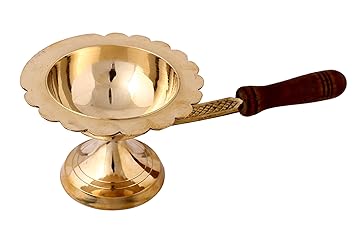 Giftadia Brass & Wooden Pooja Dhoop Diya - No. 3