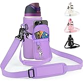 Icesip Water Bottle Carrier Bag with Strap for Owala FreeSip 24/32oz with Detachable Phone Pocket for Owala Accessories 24/32oz Water Bottle Sleeve for Walking Camping Gym