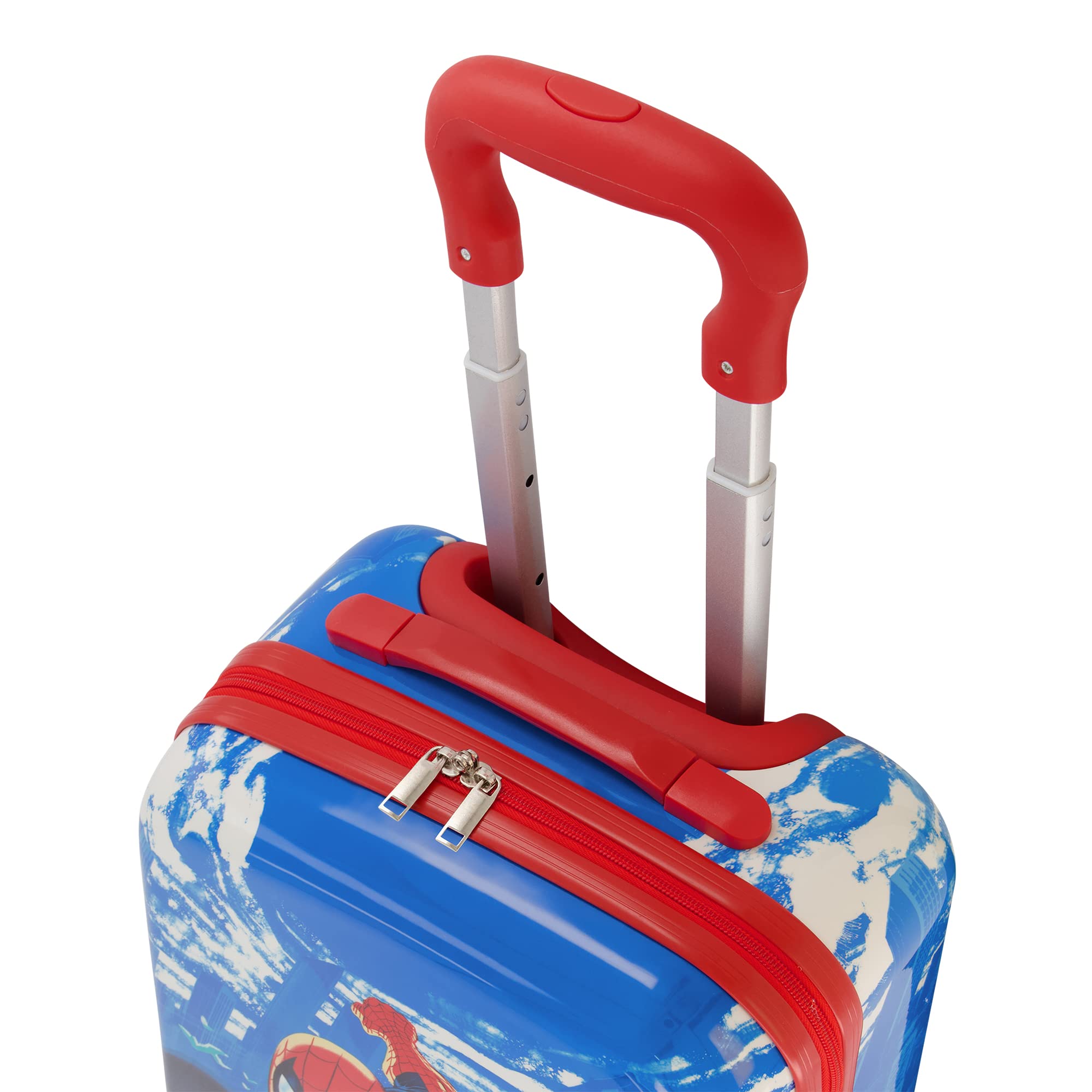 FUL Unisex Kid's Marvel Spider-Man Carry On Luggage, Hardshell Rolling Suitcase with Spinner Wheels, Blue/White, 21 Inch