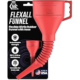 TEC Products FlexAll Long Flexible Oil Change Funnel, Red, 16x5 Inches | Oil Change Funnels for Automotive Use, Oil Funnel with Hose, Durable Nitrile Rubber Funnel for Car Oil, Diesel, Made in USA