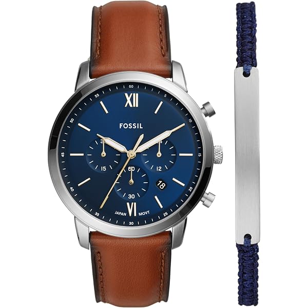 Fossil Relógio de couro Rhett Chronograph - Marrom escuro Bq1007