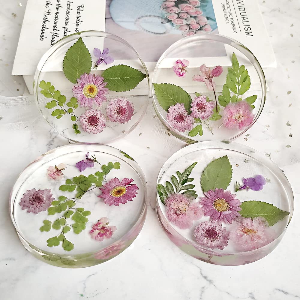 RESINWORLD 6-Cavity Deep Round Coaster Molds, 4 Inches Coaster Silicone Molds for Epoxy Resin, Coaster Resin Molds for Flower Bouquet Preservation