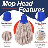 Abbey No.16 Cotton Mop Heads 5pk Universal Screw Socket Blue Super Absorbent view 3