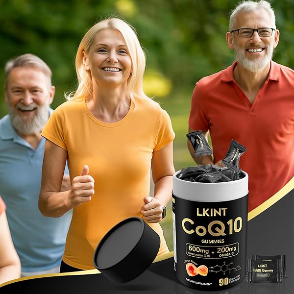 COQ10 GUMMIES, CO Q 10 SUPPLEMENT SUGAR FREE, CQ10 600MG WITH OMEGA 3 & VITAMIN E, HIGH ABSORPTION COENZYME Q10 GUMMIES FOR HEART HEALTHY, ENERGY & ANTIOXIDANT SUPPORT, ORANGE FLAVOR, 90 COUNT