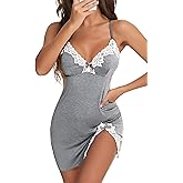 Aranmei Women Sexy Lace Chemise Nightgown Sleepwear V Neck Full Slip Babydoll Lingerie Sleep Dress