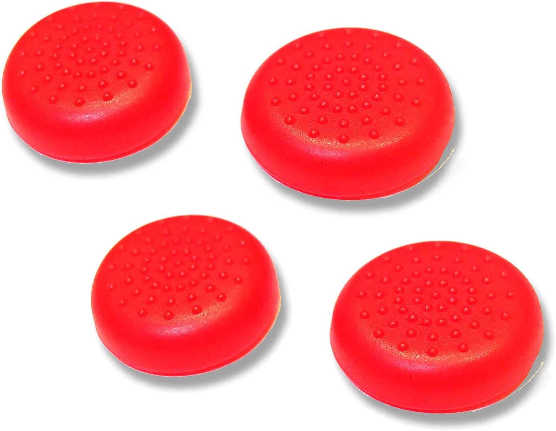 4 x Gamers Gear Replacement Silicone TPU Playstation 4 PS4 Controller Thumbstick Covers (Red)