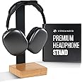 COREMINDED Universal Headphone Stand for Desk, Solid Wood Gaming Headset Stand, Heavy Duty Wooden Headphones Holder, Compatible with Airpods Max and More