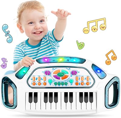 m zimoon Kids Piano Keyboard 24 Keys Multifunctional Lights 1-6 years