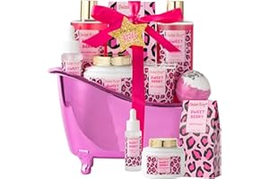 SAINT ROY bath body Gifts for Her Home Bath Spa Gift Basket for Women Sweet Berry Bath Sets for Teens Gift Aromatherapy Home Spa Kit with Body Oil & More women's spa gift sets Best Gifts Mothers day