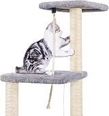 HOMIDEC Cat Scratching Post 90cm Multi Level Cat Tree Grey Indoor view 4