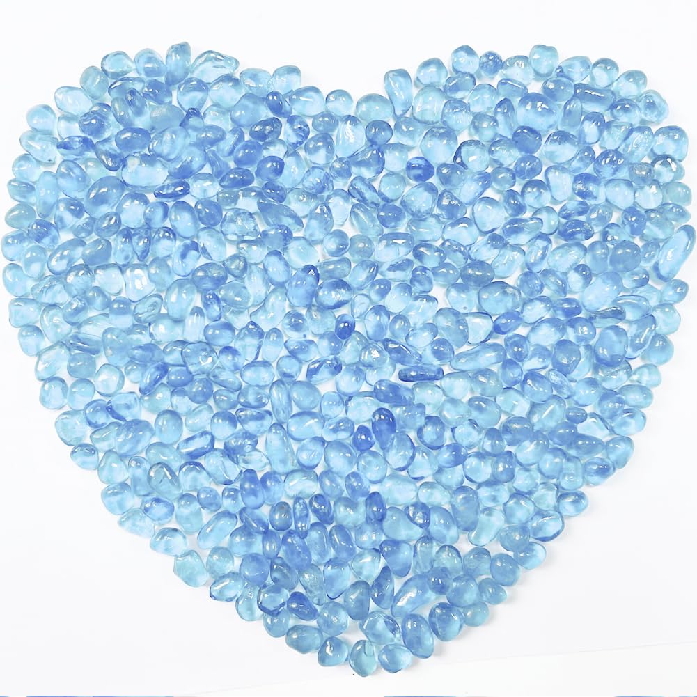 Photo 1 of 0.88LB Light Blue Fish Tank Gravel Aquarium Glass Stones Sea Glass Pebbles Aquarium Gravel Rocks Fish Tank Rocks, Beads Pebbles Rock Sand Glass Gems Stones for Vase Filler Turtle Fish Tank Decoration