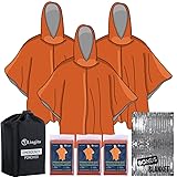 Lingito Orange Unisex Thermal Emergency Poncho with