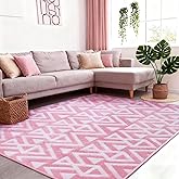 Ompaa Ultra Soft Shaggy Rugs Memory Foam Bedroom Carpet, Pink 4 x 6 Feet, Plush Geometric Textured Area Rugs for Living Room Couch Dorm Bedside Kids Girls Teens Room Nursery Decor Floor Mat