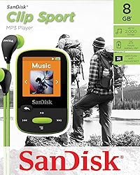 SanDisk 8GB Clip Sport MP3 Player, Lime - LCD