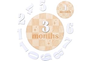 HONOCOOLS Baby Monthly Milestone Cards - Wooden Monthly Milestone Discs - Newborn Photography Props to Document Your Baby´s Growth - Baby Announcement Sign (Disc Caro)