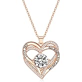 Leafael Valentine's Day Gift Necklaces for Women, Infinity Love Double Heart Pendant paved with Crystals and engraved with I love you for always and forever, Birthday Jewelry Gift for Her Mom Wife