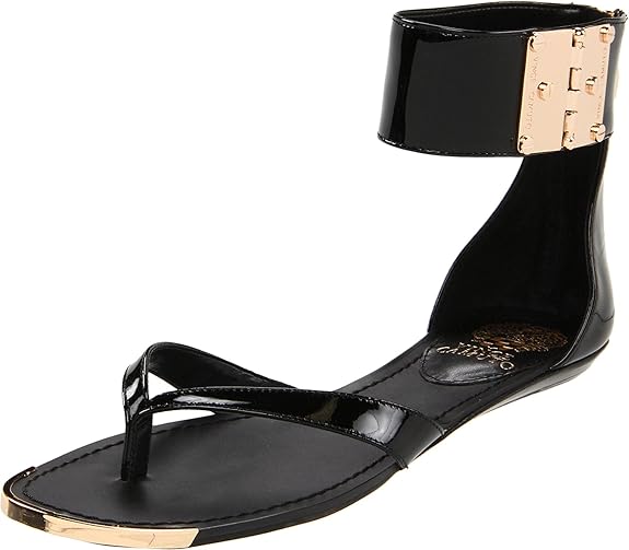 Amazon.com | Vince Camuto Women's Kastern Cuffed Thong Sandal, Black, 6 M US | Flip-Flops