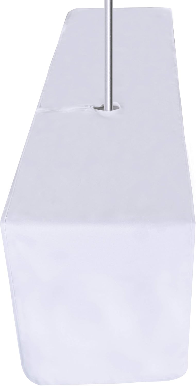 LUSHVIDA Outdoor and Indoor Table Runner - Washable Waterproof Wrinkle Free Table Cloth with Zipper and Umbrella Hole for Spring/Summer/Party/Picnic/BBQS/Patio (14x72 inch, White)