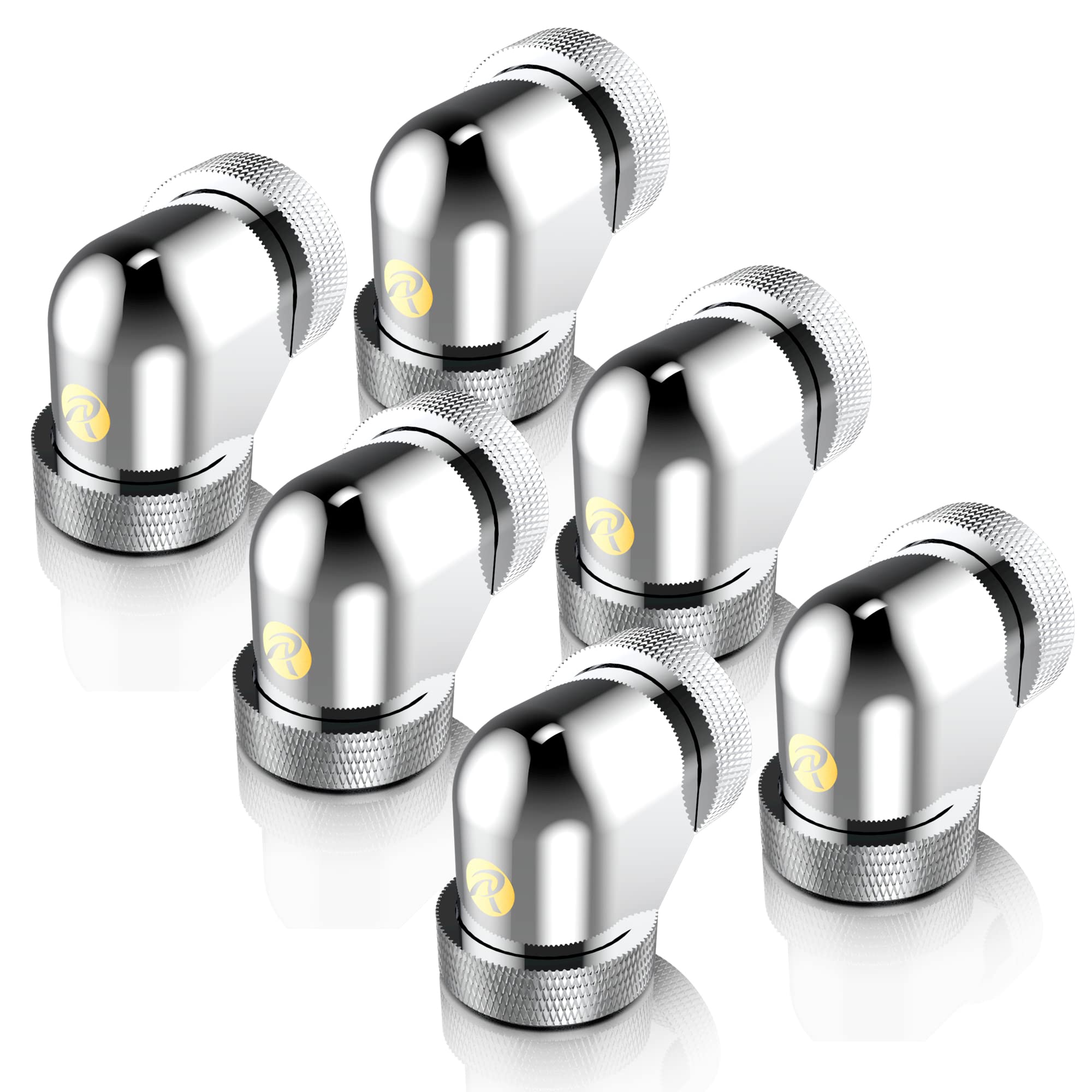Raijintek Anschluss PELIAS D140906, 14 mm, 90 Grad Adapter - 6er-Pack, Silber