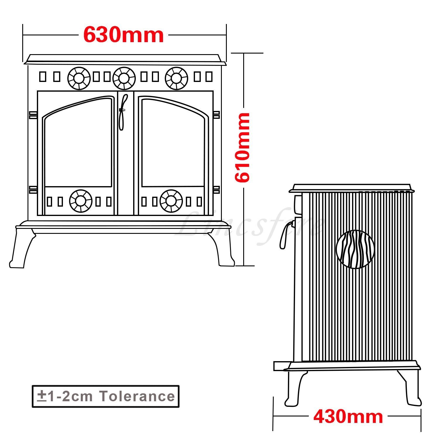Buy Lincsfire 12KW Sudbrooke JA006 Type A Cast Iron Log Burner WoodBurner  MultiFuel Wood Burning Stove + One Free 5 Flue Pipe Online at desertcartUAE