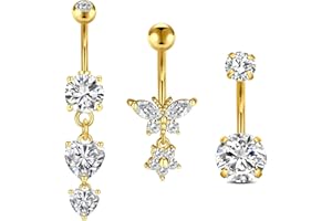 QWALIT Belly Button Ring Belly Button Piercing Belly Ring Surgical Steel Belly Button Rings Piercing Nombril Dangly Belly But
