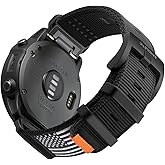 Bandletic Compatible with Garmin Fenix 7X Band - Tactical Military Rugged Nylon Quick Fit 26mm Watch Band for Fenix 8 51mm/7X Pro/6X/6X Pro/5X/5X Plus/3/3 HR/Instinct 3 50mm/2X/Tactix/Enduro/Descent