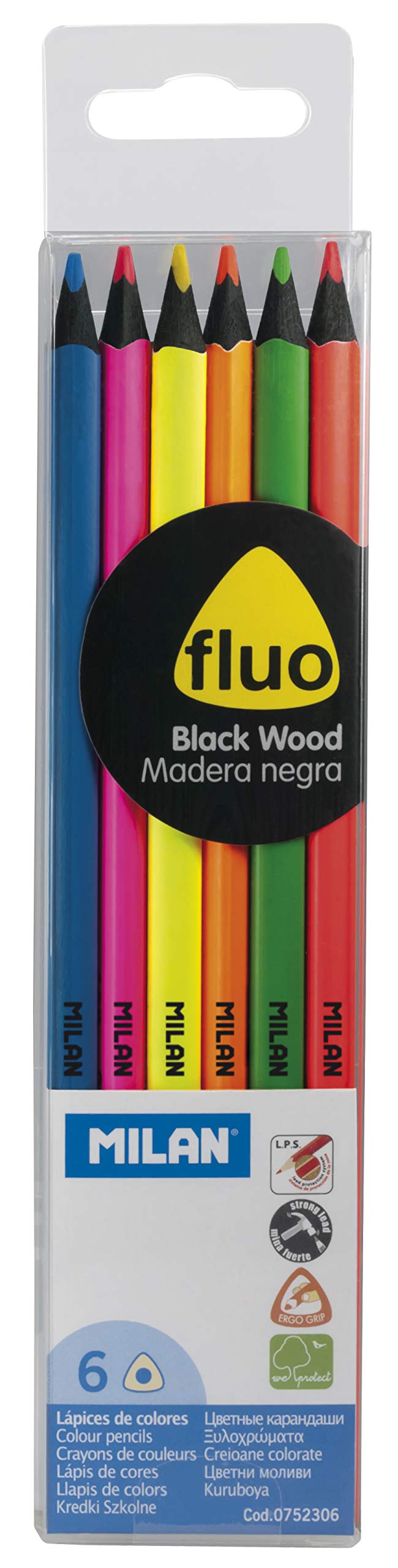 A.C. Milan Neon Pencil, Pack of 6, White