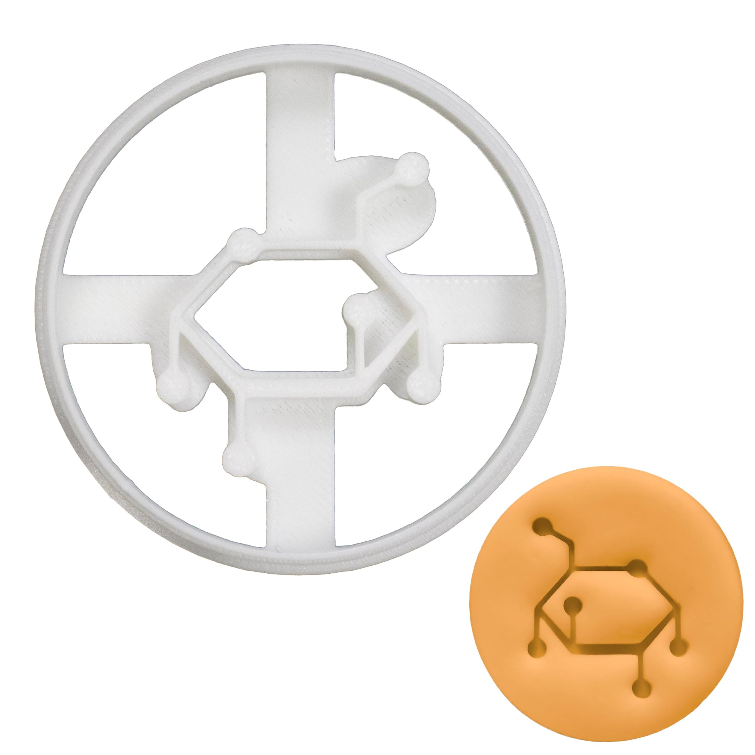 BAKERLOGY Glucose Molecule Cookie Cutter - Detailed Biscuit Cutter Design for Baking and Crafts, Ideal on Fondant, Dough, Clay