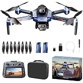 FPV Drone with HD Camera for Adults, RC Drones with 5 Inch LCD Screen on Controller, Obstacle Avoidance, Brushless Motor, One Key Start, Optical Flow Positioning, Headless Mode, Foldable RC Quadcopter with SD Card &amp; 2 Batteries &amp; Portable Carrying Case, Under 250g Indoor Outdoor Aerial Photography Drone Kit Birthday Gifts for Beginners Pilots