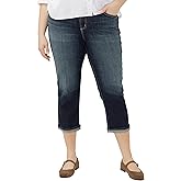 Silver Jeans Co. Womens Plus Size Avery High Rise Curvy Fit Capri Jeans
