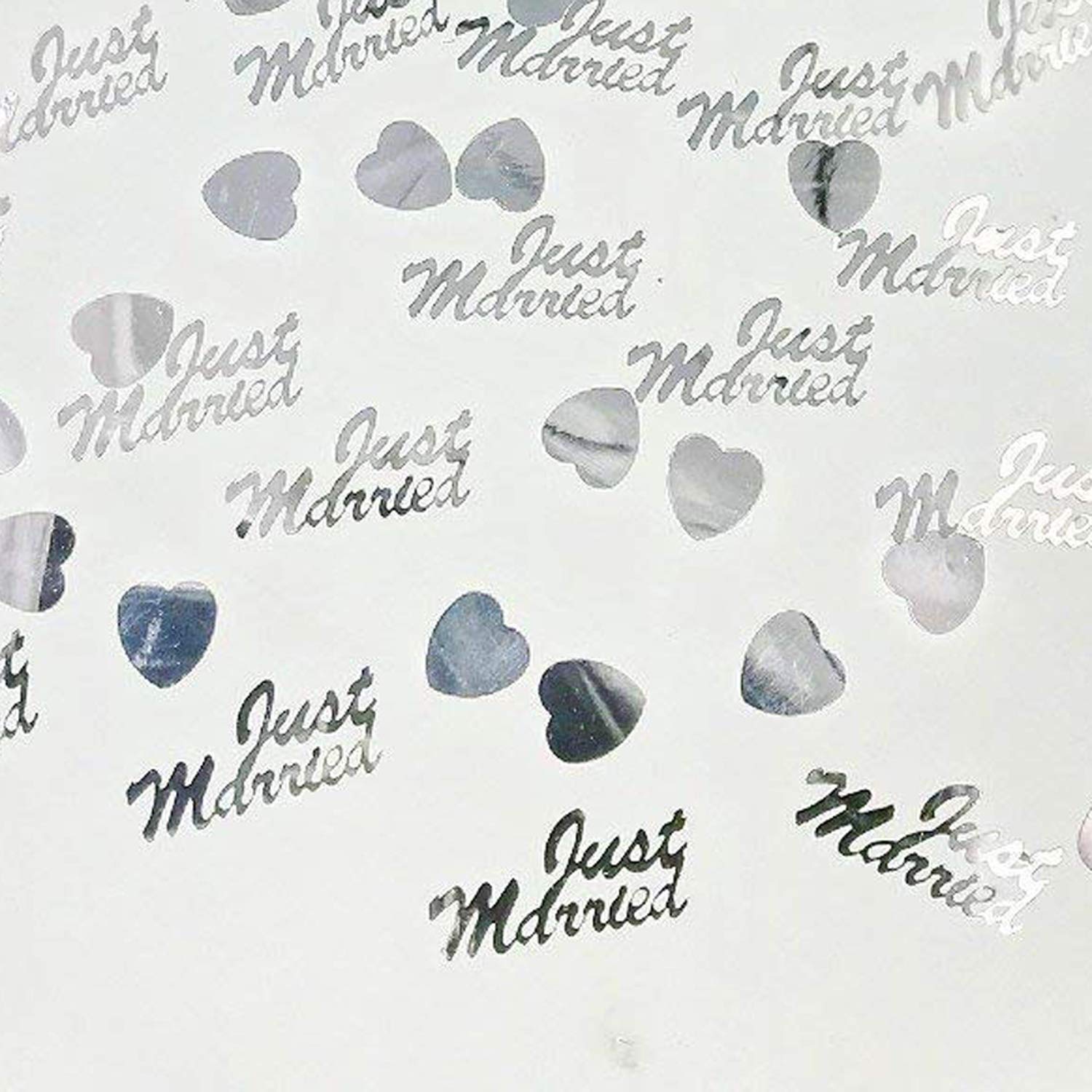 Istloho 4 Packs Wedding Confetti Throwing Dinner Table Confetti Party Table Decoration, silver Just Married + Heart