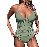 CUPSHE Women's One Piece Swimsuit Tummy Control V Neck Bathing Suits