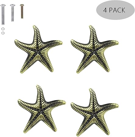 Zilucky Starfish Drawer Knobs Nautical Beach Ocean Theme Home