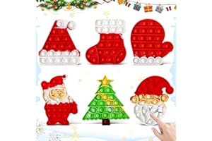 QETRABONE 6 Pcs Christmas Fidget Toy Set, Push Bubble Fidget Sensory Toy for Adult Children, Party Game Decor Gift Xmas Stockings Toys Christmas Decorations Autism ADHD Decompression Toys