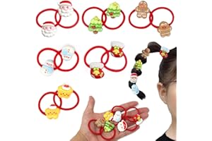 BLUEZOO Cute Red Hair Ties Christmas Hair Accessories for Girls Baby Thin Hair, Small Elastic Ponytail Holders Holiday Hair Ties No Damage, Santa Clause Snowman Trees Hair Bands Christmas Stocking Stuffers