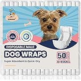 Dog Diapers Male, X-Small 50 Ct, Super Absorbent Male Dog Wraps with Wetness Indicator, Soft Pearl Weave Non-Woven Fabric, Breathable Belly Bands for Male Dogs, Fit for Chihuahua, Yorkshire