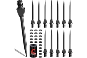 CyeeLife Steel Dart Tips 12pcs,Dart Tip Removal 2BA Thread Soft Dart Tips Converter with 20pcs Rubber O Rings and Sharpener,Professional Darts Accessories