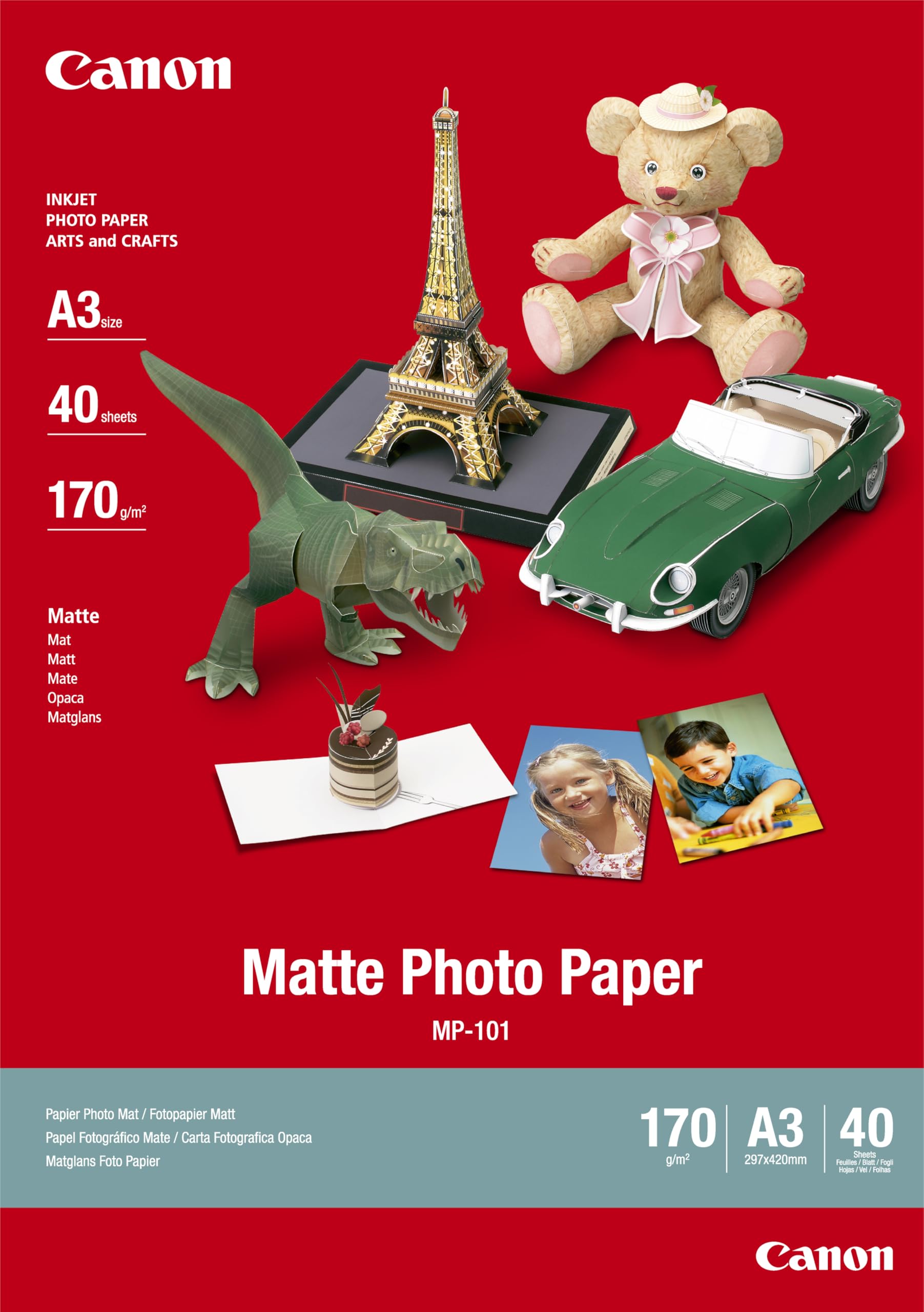 Canon A3 Matte Photo Paper MP-101 (40 Sheets) - Suitable for Professional Quality Photographs and Other Creative uses - Compatible with Canon Printers with A3 Output
