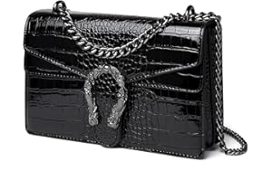 MYHOZEE Crossbody Bags for Women - Snake Printed Clutch Purses Leather Chain Shoulder Bags Evening Handbags