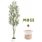 Waipfaru 6FT Artificial Olive Tree Indoor Tall Faux with Planter &amp; Basket | Large Fake Olive Silk Trees Realistic Olive Plants with Branches and Fruits for Office Decor Home Living Room